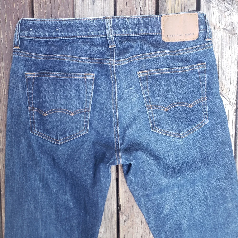 American Eagle Outfitters FLEX Dark Blue and Distressed Jeans - 32x34